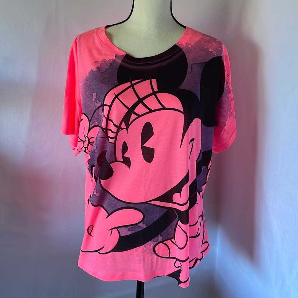 Disney parks‎ top pink and black Minnie  mouse short sleeve T-shirt size xxl